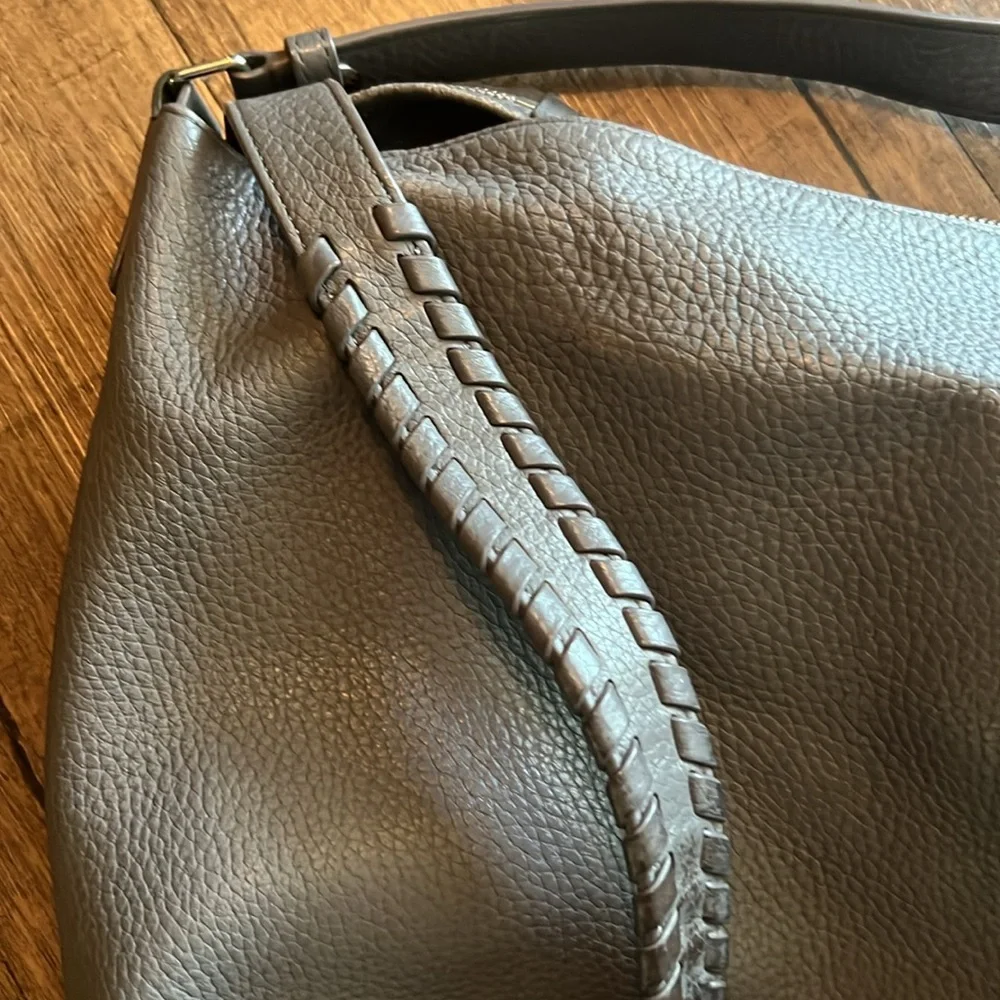 All Saints Small Kita Convertible Grey Braided-Detail Leather Backpack